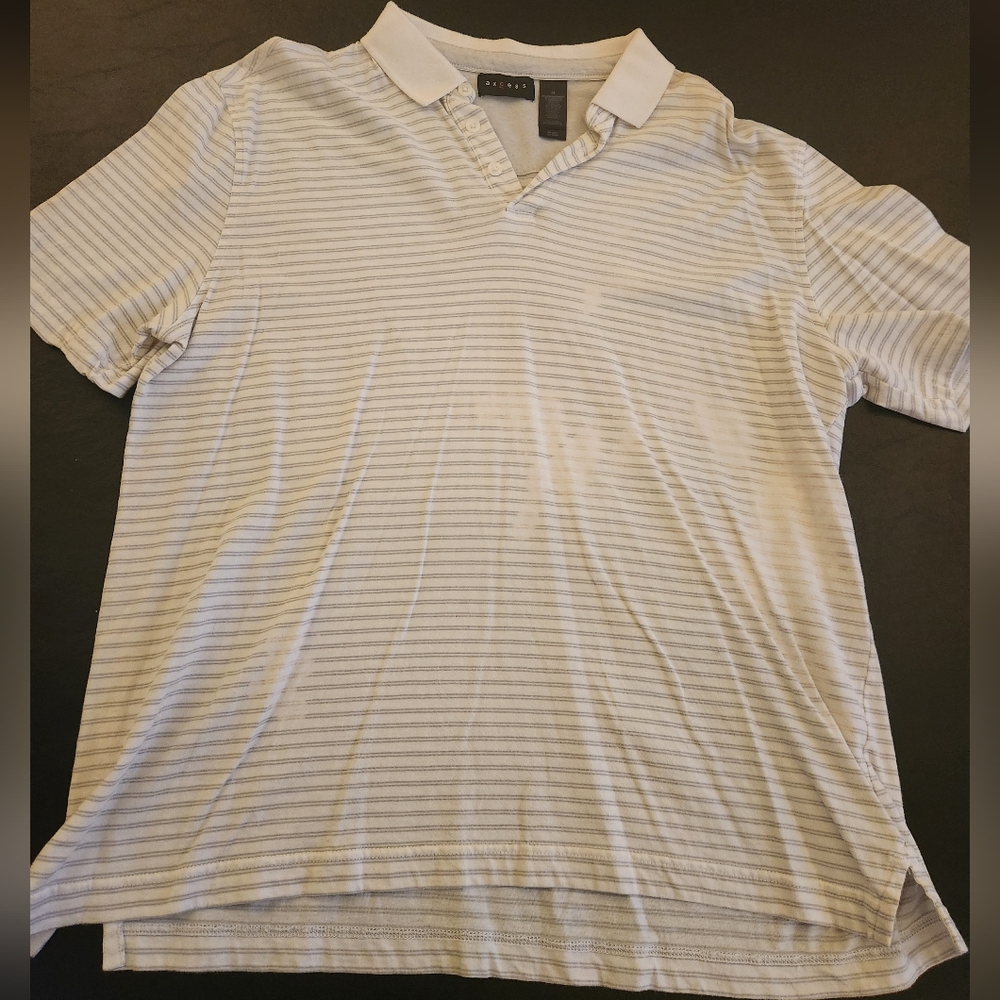 Axcess Men's Polo Shirt in White and Gray Stripes